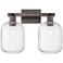 Preston 16"W 2 Light Oil Rubbed Bronze Bath Light With Clear Jar Shade