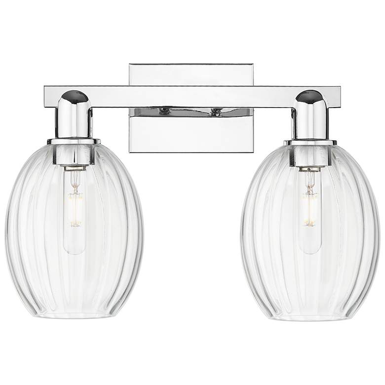 Image 1 Preston 16"W 2 Light Polished Chrome Bath Light With Bell Clear Shade