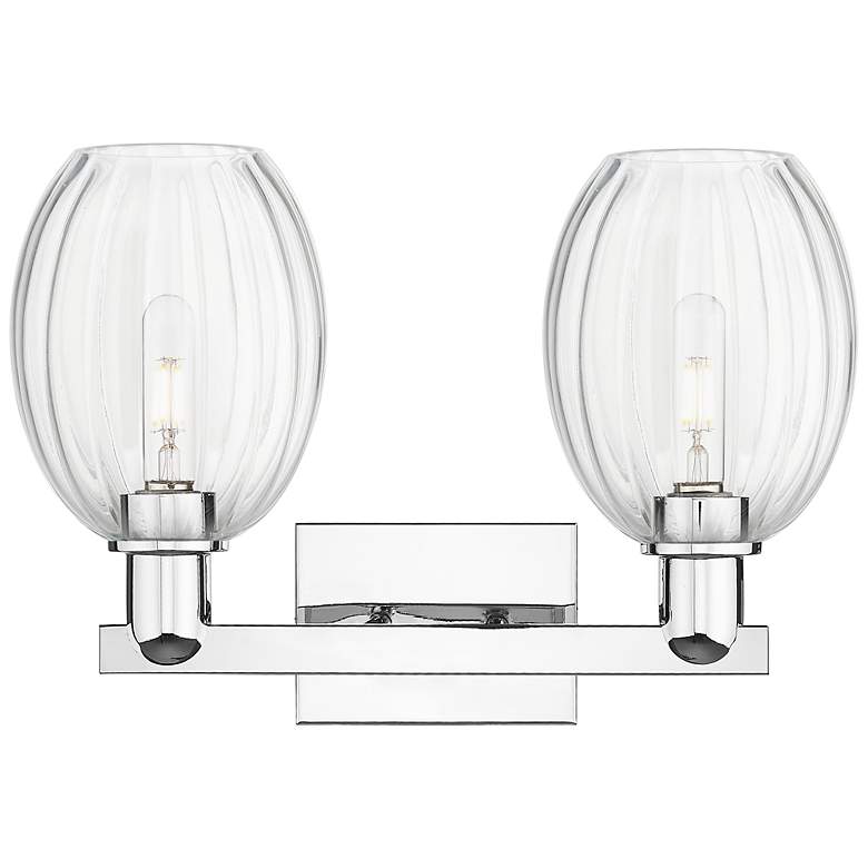 Image 2 Preston 16"W 2 Light Polished Chrome Bath Light With Bell Clear Shade more views