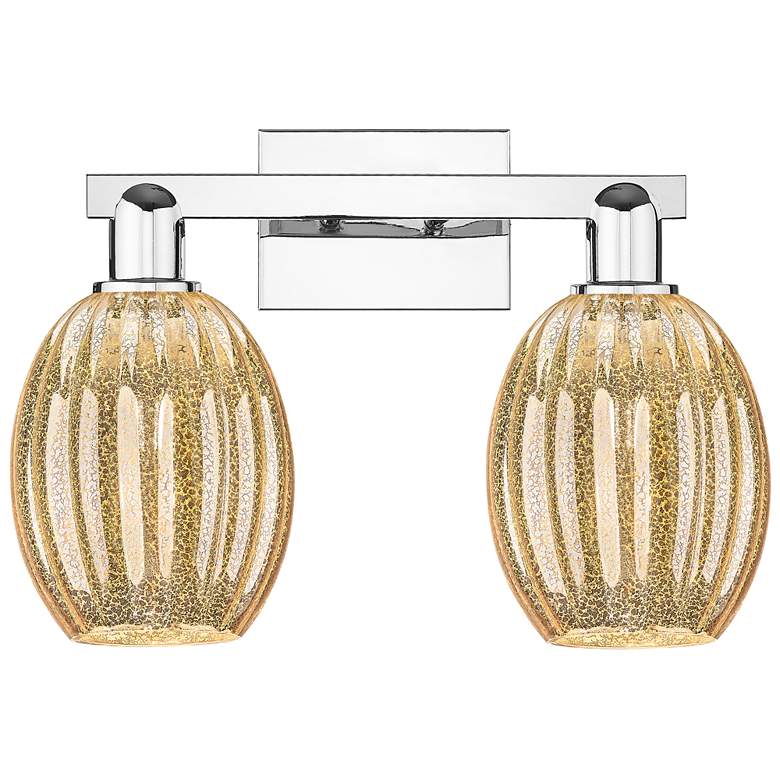 Image 1 Preston 16"W 2 Light Polished Chrome Bath Light With Bell Mercury Shade