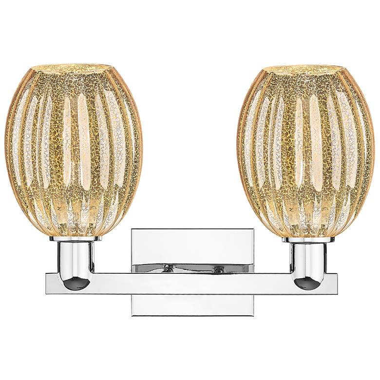 Image 2 Preston 16"W 2 Light Polished Chrome Bath Light With Bell Mercury Shade more views