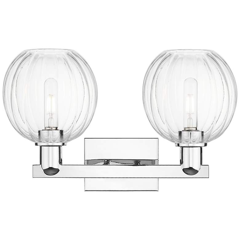 Image 2 Preston 16"W 2 Light Polished Chrome Bath Light With Clear Globe Shade more views