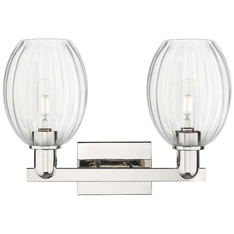Image 2 Preston 16"W 2 Light Polished Nickel Bath Light With Bell Clear Shade more views
