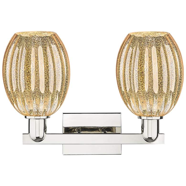 Image 2 Preston 16"W 2 Light Polished Nickel Bath Light With Bell Mercury Shade more views