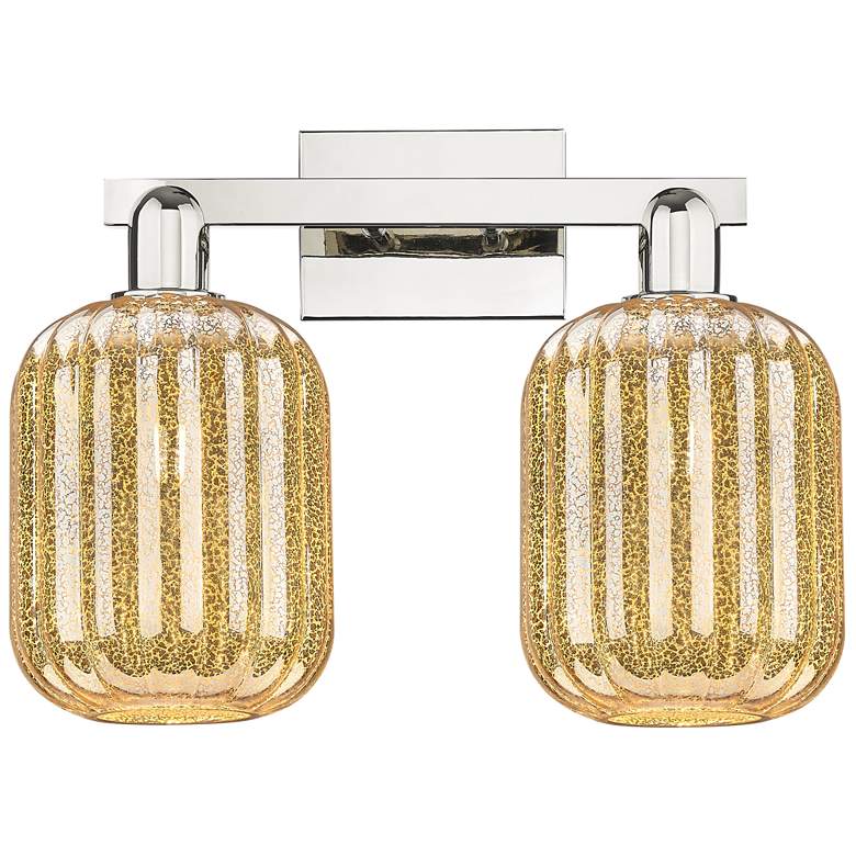 Image 1 Preston 16"W 2 Light Polished Nickel Bath Light With Mercury Jar Shade