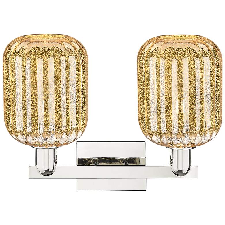 Image 2 Preston 16"W 2 Light Polished Nickel Bath Light With Mercury Jar Shade more views