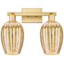 1_Preston 16"W 2 Light Satin Gold Bath Light w/ Flute Mercury Shade