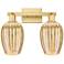 Preston 16"W 2 Light Satin Gold Bath Light w/ Flute Mercury Shade