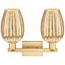 2_Preston 16"W 2 Light Satin Gold Bath Light w/ Flute Mercury Shade more views