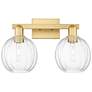 1_Preston 16"W 2 Light Satin Gold Bath Light With Clear Globe Shade