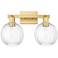 Preston 16"W 2 Light Satin Gold Bath Light With Clear Globe Shade