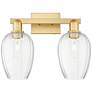1_Preston 16"W 2 Light Satin Gold Bath Light With Flute Clear Shade