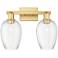 Preston 16"W 2 Light Satin Gold Bath Light With Flute Clear Shade