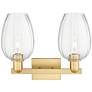 2_Preston 16"W 2 Light Satin Gold Bath Light With Flute Clear Shade more views