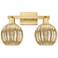 Preston 16"W 2 Light Satin Gold Bath Light With Mercury Globe Shade