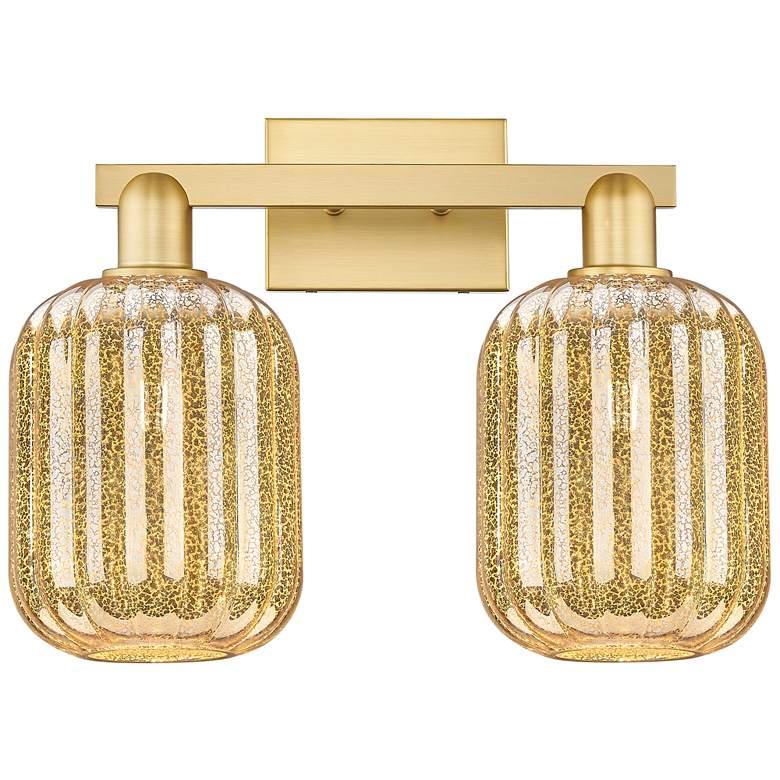 Image 1 Preston 16"W 2 Light Satin Gold Bath Light With Mercury Jar Shade