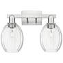 Preston 16"W 2 Light Satin Nickel Bath Light w/ Bell Clear Shade