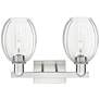 Preston 16"W 2 Light Satin Nickel Bath Light w/ Bell Clear Shade
