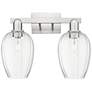 Preston 16"W 2 Light Satin Nickel Bath Light w/ Flute Clear Shade