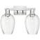 Preston 16"W 2 Light Satin Nickel Bath Light w/ Flute Clear Shade