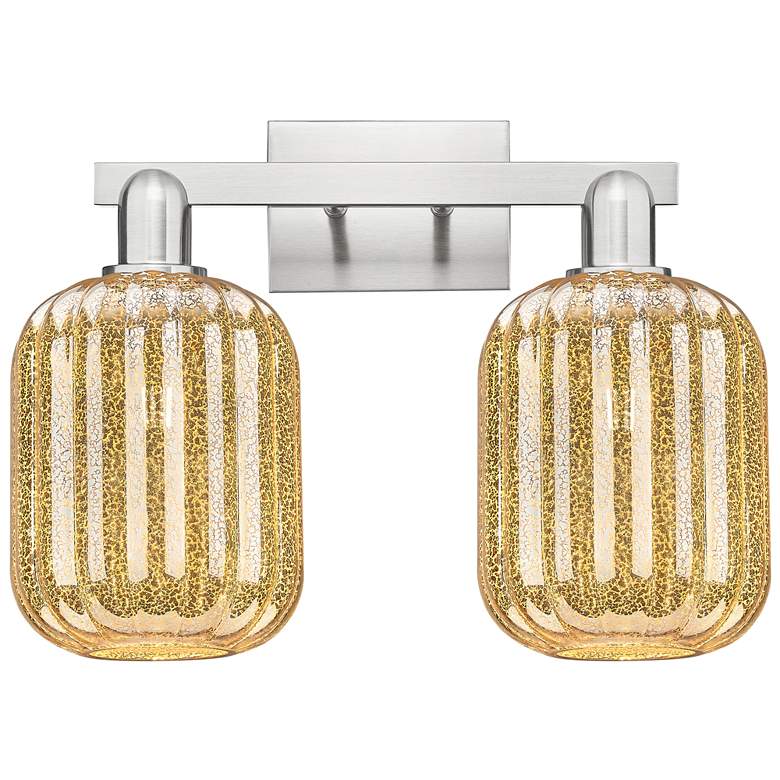 Image 1 Preston 16"W 2 Light Satin Nickel Bath Light w/ Mercury Jar Shade
