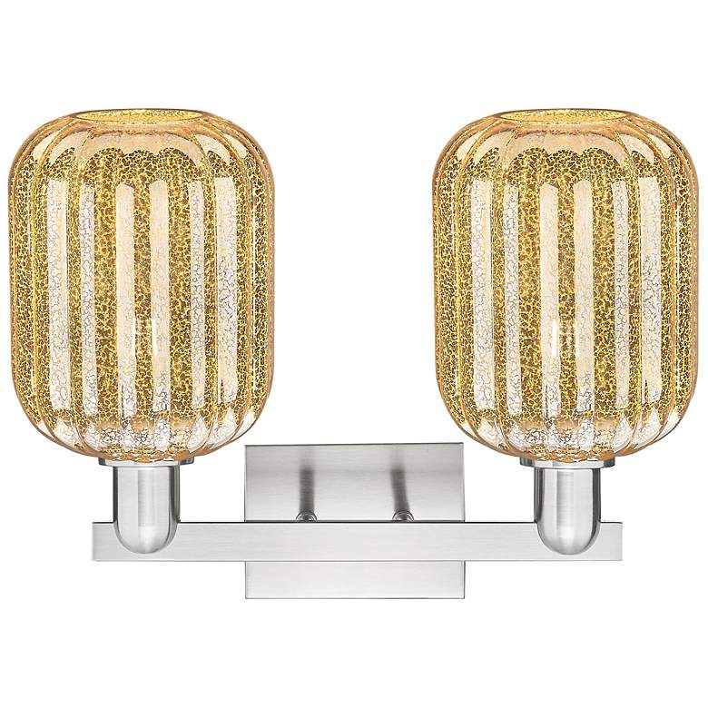 Image 2 Preston 16"W 2 Light Satin Nickel Bath Light w/ Mercury Jar Shade more views