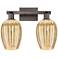 Preston 16"W 2-Lt Oil Rubbed Bronze Bath-Lt w/ Mercury Flute Shade