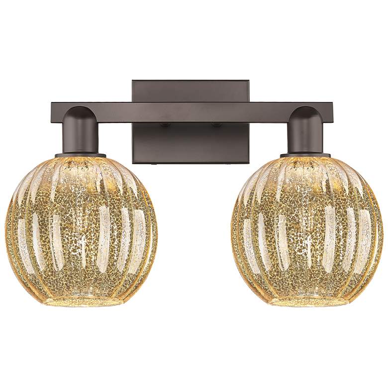 Image 1 Preston 16"W 2-Lt Oil Rubbed Bronze Bath-Lt w/ Mercury Globe Shade