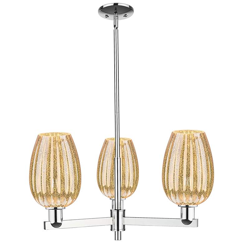 Image 1 Preston 17.5"W 3 Light Chrome Stem Chandelier With Flute Mercury Shade