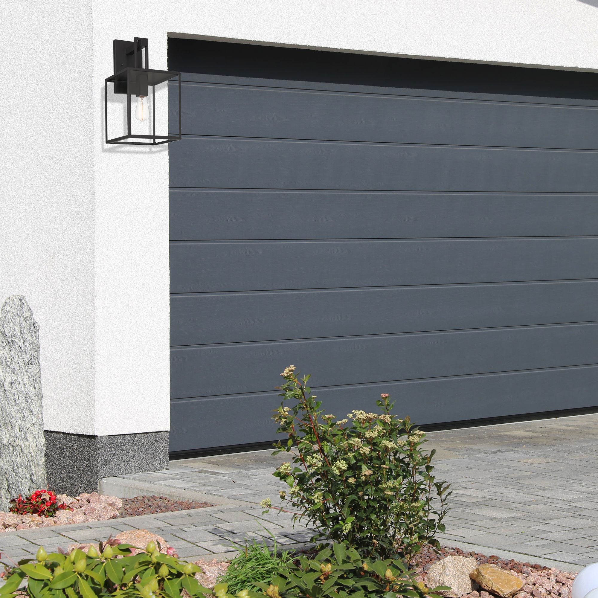 Image 4 Preston 18.75 in. 1-Light Matte Black Modern Outdoor Wall Lantern more views