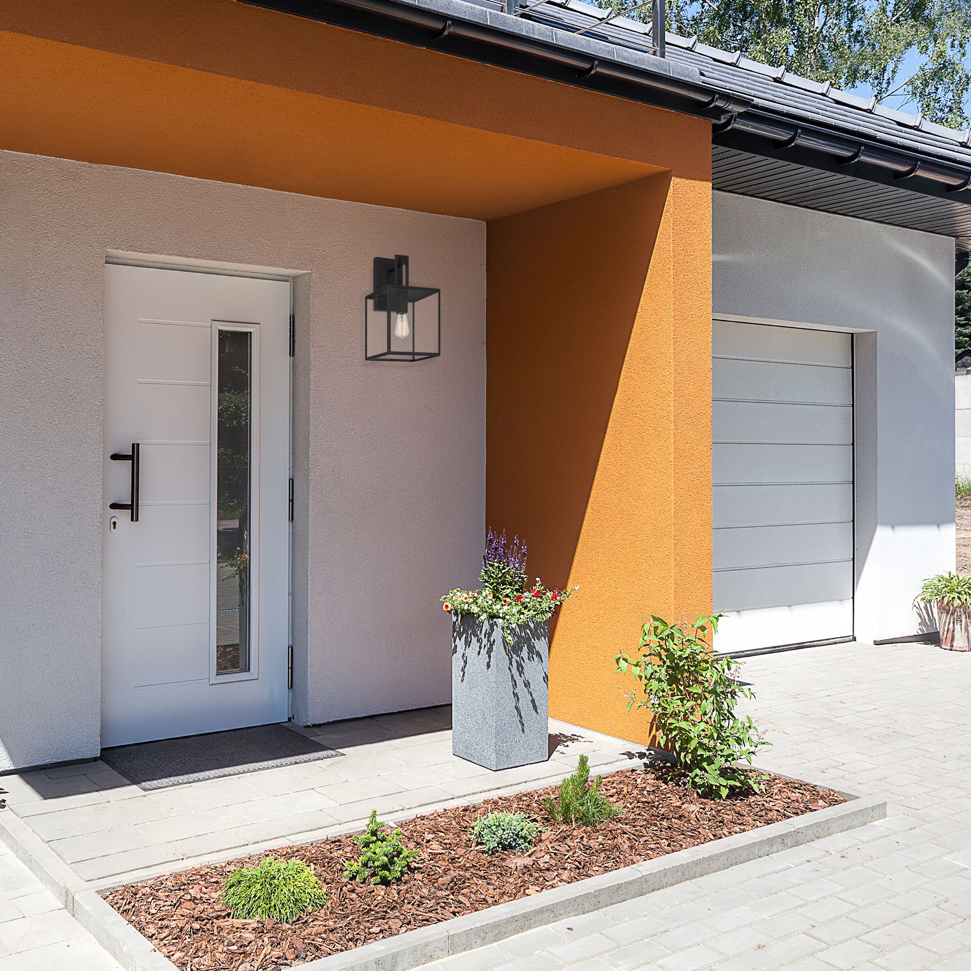 Image 7 Preston 18.75 in. 1-Light Matte Black Modern Outdoor Wall Lantern more views