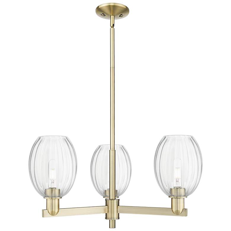 Image 1 Preston 18"W 3 Light Antique Brass Stem Chandelier w/ Bell Clear Shade