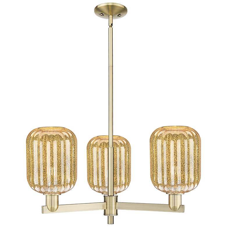 Image 1 Preston 18"W 3 Light Antique Brass Stem Chandelier w/ Mercury Jar Shade