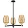 Preston 18"W 3 Light Black Brass Stem Chandelier w/ Flute Mercury Shade