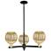 Preston 18"W 3 Light Black Brass Stem Chandelier w/ Mercury Globe Shade