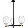 Preston 18"W 3 Light Black Brass Stem Chandelier With Bell Clear Shade