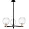 Preston 18"W 3 Light Black Brass Stem Chandelier With Clear Globe Shade