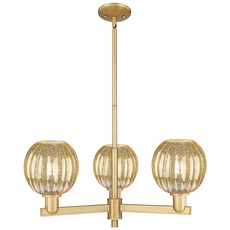 Image 1 Preston 18"W 3 Light Brass Stem Chandelier w/ Mercury Globe Shade