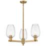 Preston 18"W 3 Light Brushed Brass Stem Chandelier w/ Flute Clear Shade