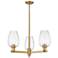 Preston 18"W 3 Light Brushed Brass Stem Chandelier w/ Flute Clear Shade