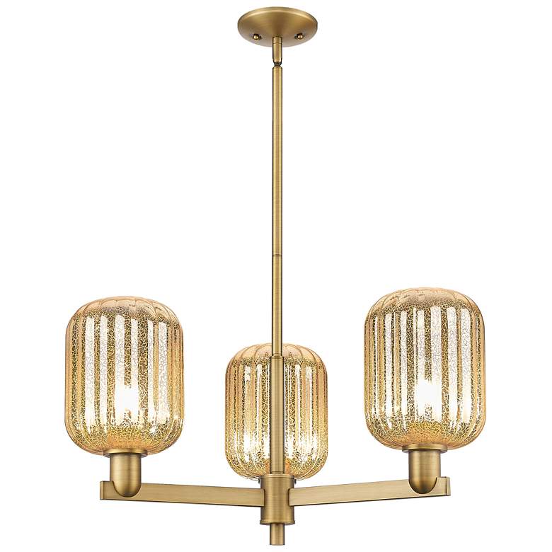 Image 1 Preston 18"W 3 Light Brushed Brass Stem Chandelier w/ Mercury Jar Shade