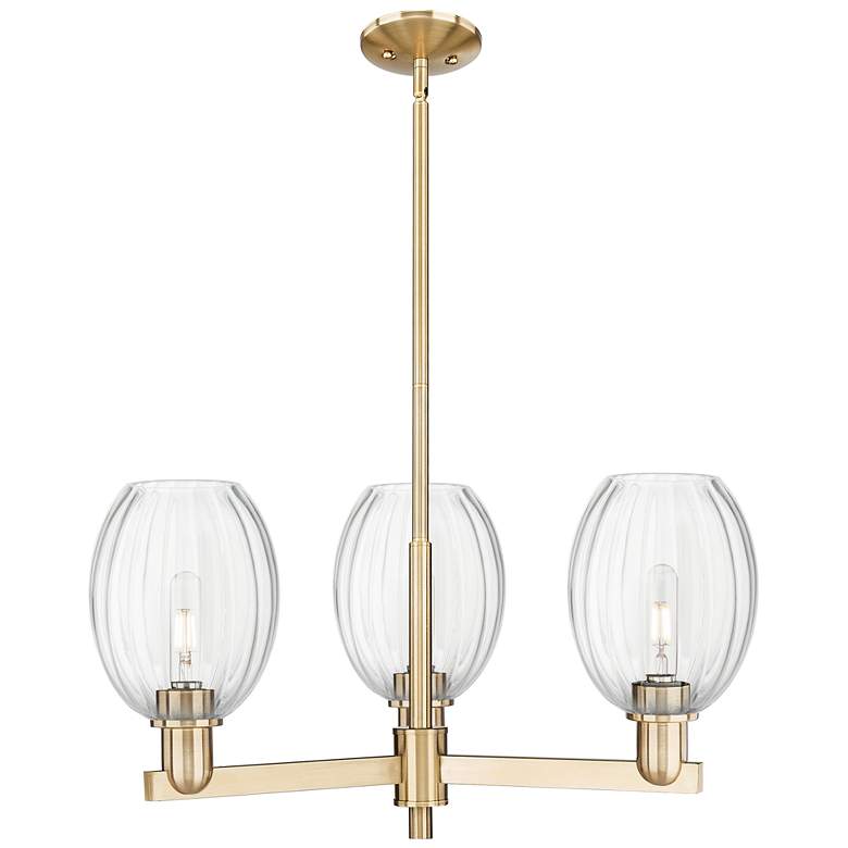 Image 1 Preston 18"W 3 Light Champagne Stem Chandelier With Bell Clear Shade