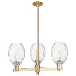 Preston 18"W 3 Light Champagne Stem Chandelier With Bell Clear Shade