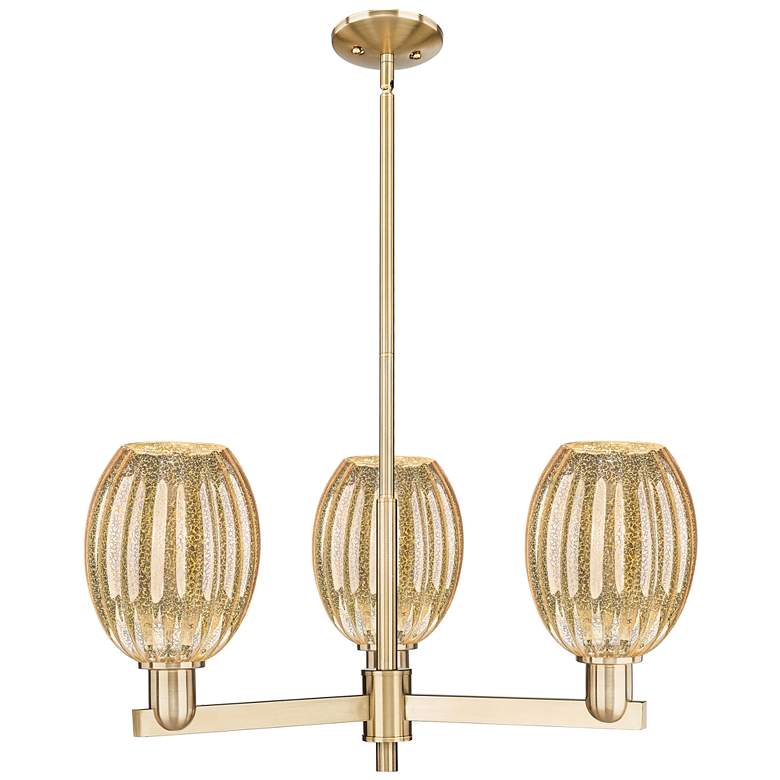 Image 1 Preston 18"W 3 Light Champagne Stem Chandelier With Bell Mecury Shade