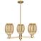 Preston 18"W 3 Light Champagne Stem Chandelier With Bell Mecury Shade