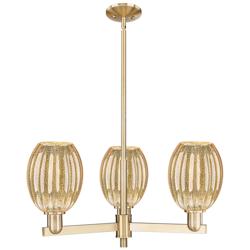 Preston 18"W 3 Light Champagne Stem Chandelier With Bell Mecury Shade