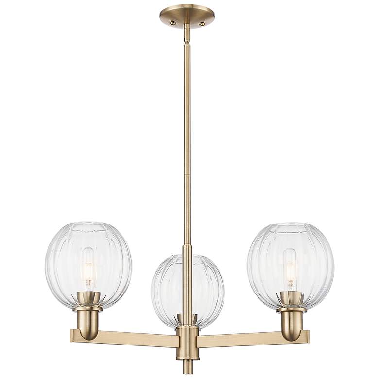 Image 1 Preston 18"W 3 Light Champagne Stem Chandelier With Clear Globe Shade