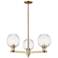 Preston 18"W 3 Light Champagne Stem Chandelier With Clear Globe Shade