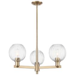 Preston 18"W 3 Light Champagne Stem Chandelier With Clear Globe Shade