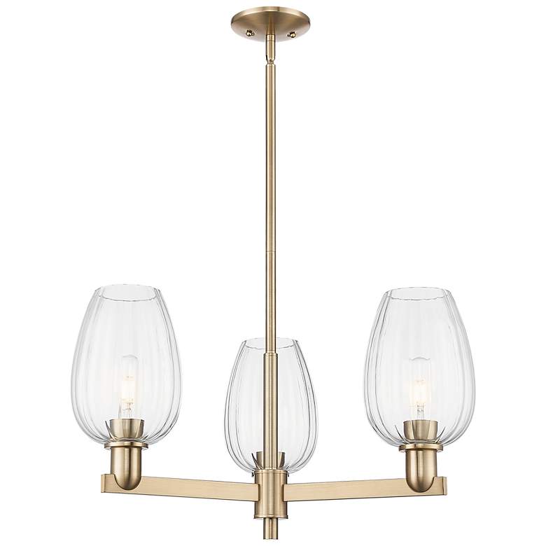 Image 1 Preston 18"W 3 Light Champagne Stem Chandelier With Flute Clear Shade